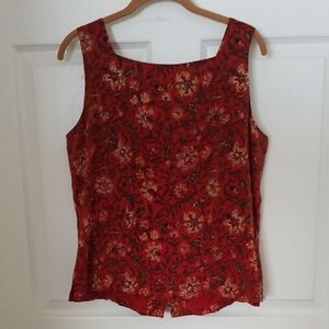 Floral Red Sleeveless Top